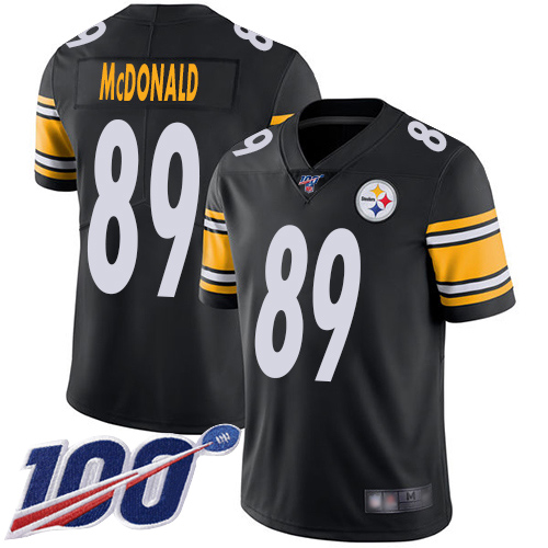 Men Pittsburgh Steelers Football #89 Limited Black Vance McDonald Home 100th Season Vapor Untouchable Nike NFL Jersey